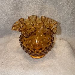 Vtg Fenton Hobnail Rose Bowl Vase