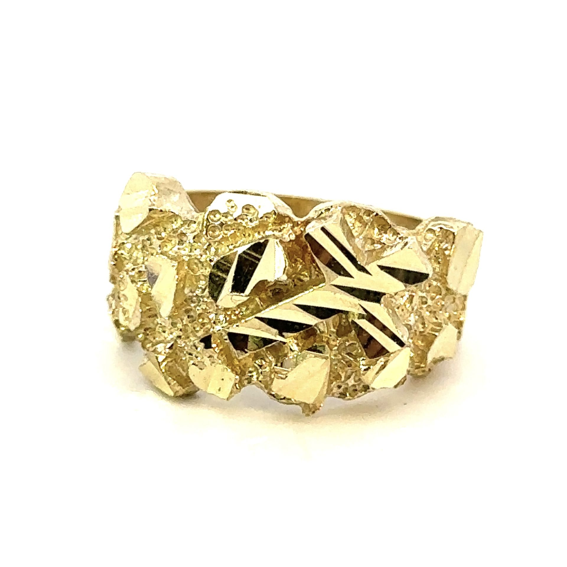 Men's 10k Yellow Gold Nugget Cross Band Ring Size GP3122133