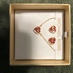 Michael Kors Heart Necklace And Earrings