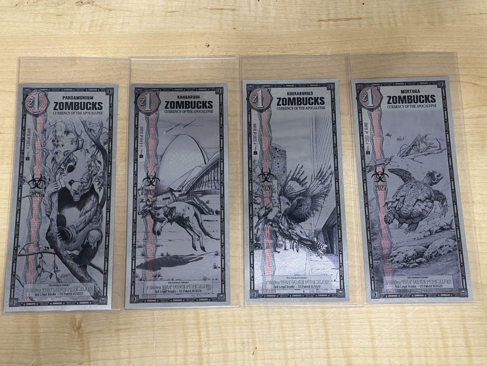 Zombucks World Silver Foil Notes (Set of All 4 Releases to Date)