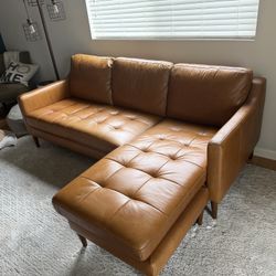 Mid Century Premium Leather Couch