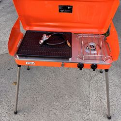 Brand New 20000 btu Propane Portable 2 Burners BBQ Grill Outdoor Camping Stove . Available In Orange And Black