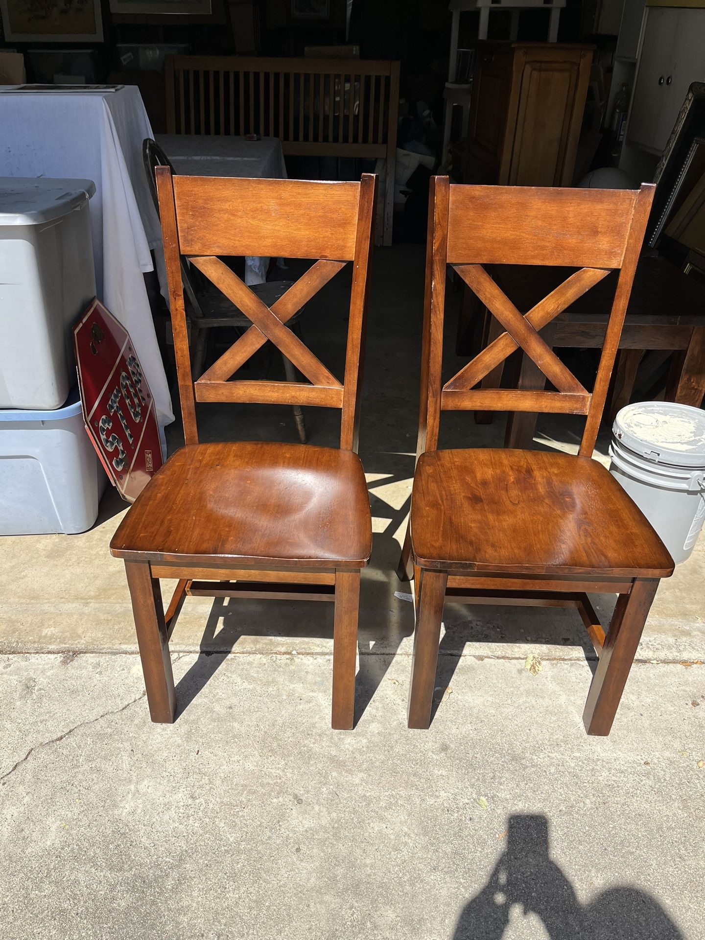 X Back Solid Hard Wood Chairs “ Sturdy “