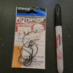 Owner Fishing Hooks, 6, Wide Gap Plus, Black Chrome Finish, Z Bend Shoulder