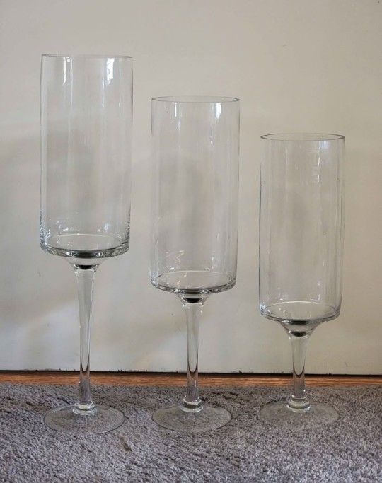 6 Assorted Glass Stemmed Votive Candle Holder Cylinder Pedestal Vase Wedding Centerpieces Decor