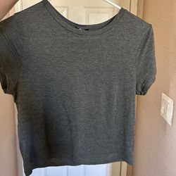 charcoal color cropped shirt 