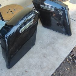 Used Black Harley Davidson Hard Saddle Bags Ready For 2 6x9 Speakers