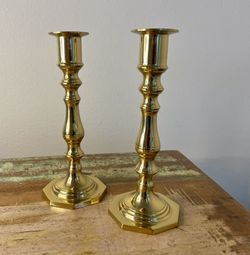 Set of Two Brass Candlestick Holders