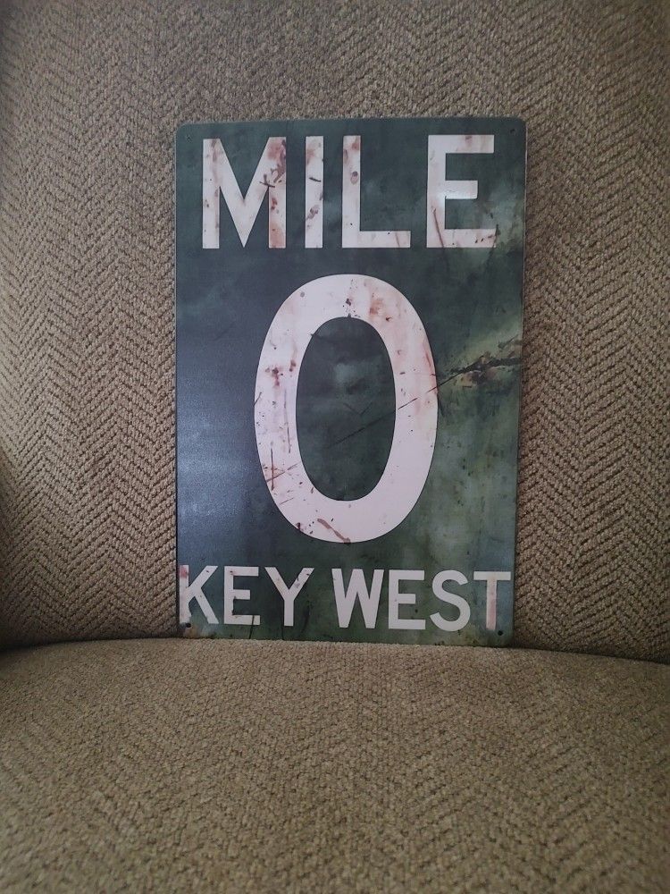KEY WEST METAL SIGN.  12" X 8".  NEW.  PICKUP ONLY.