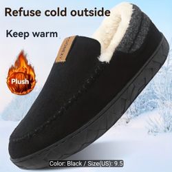 Koonexy Men's Plush Lined Slip-On Slippers
