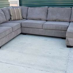Three Piece Grey Sectional Couch Delivery Available