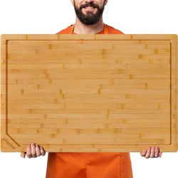 Kikcoin 30”×20” Bamboo Cutting Boards for Kitchen, Heavy Duty Wooden #1139S R4