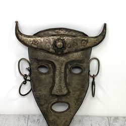 Vintage Hand Forged Metal Tribal Mask