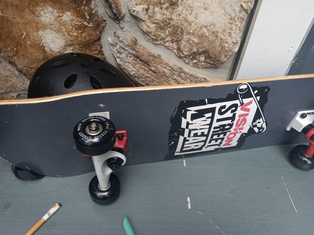 Skate Board And Helmet