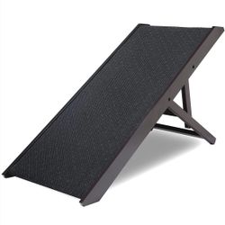 Exhoper Adjustable Pet Ramp for All Dogs and Cats Paw Grip Anti Slip Carpet - Portable Car Dog Ramps for Bed or Couch Dog Car Ramps Wide Platform 4 Hi