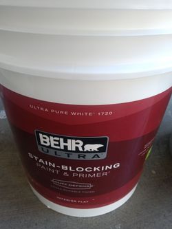 Pure white paint and primer block stain