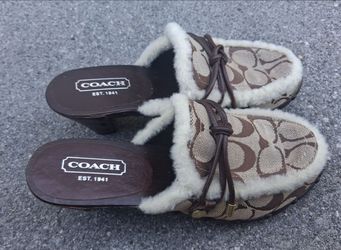 COACH Lined Wooden Clog Mules
