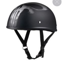  Motorcycle Helmet Beanie- Matte Black/ Silver Skull/ NEW!