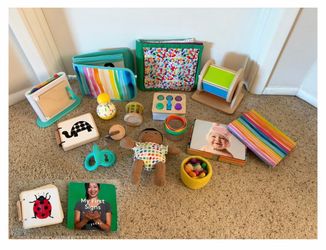 Lovevery Baby Toy Bundle from various Play Kits (Rainbow Spinner, Switchboard, Emotion Match Mirror)