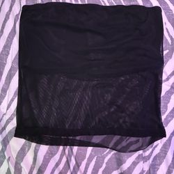 black polyester see though crop top 