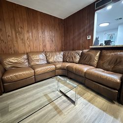 FREE!! Brown L Shaped Leather Couch