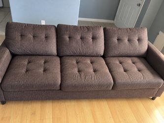 3-Seat Tufted Fabric Sofa