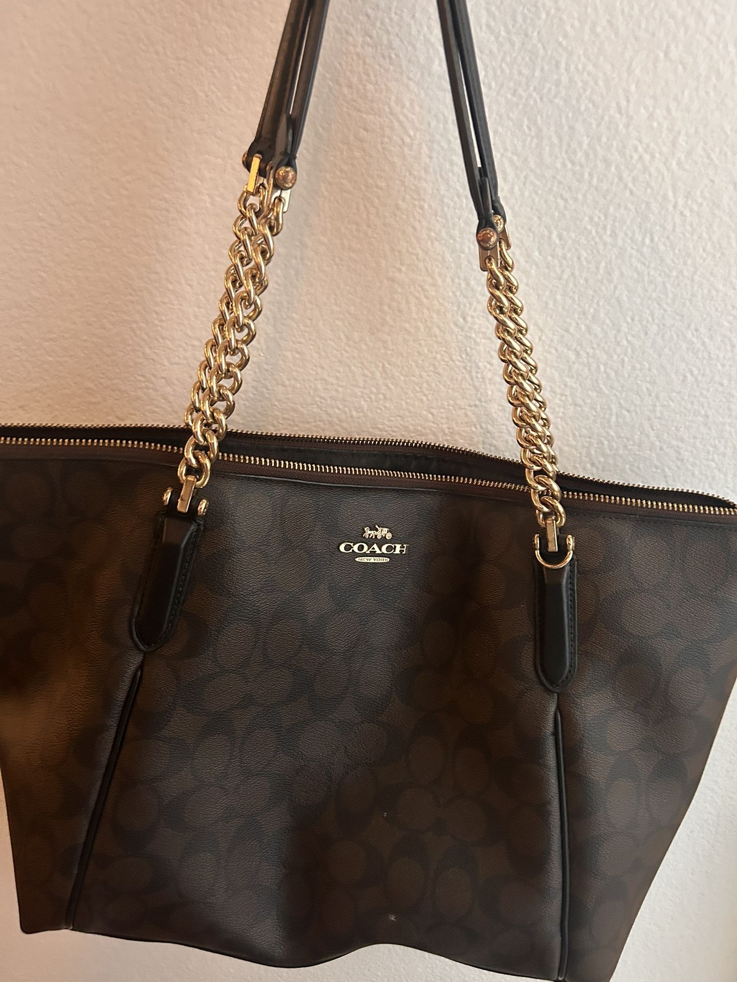 Brown Coach Zipper Tote 