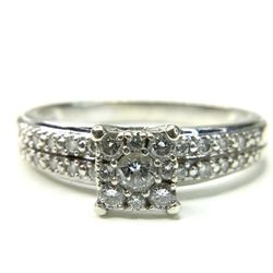 10k White Gold Diamond Engagement Ring Size 6.5 
