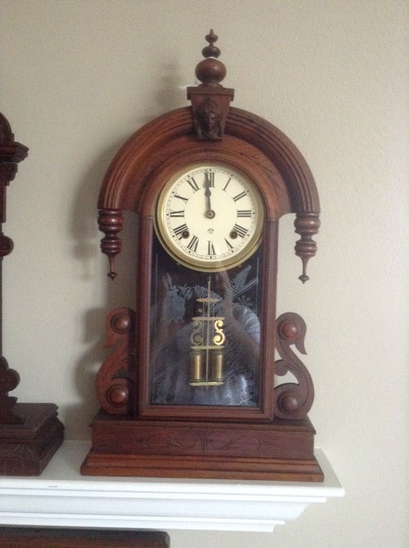 Ansonia walnut mantle clock