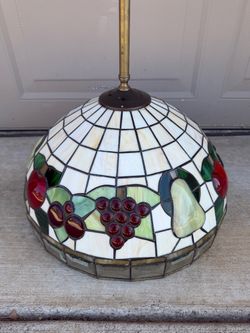 Vintage Tiffany-Style Stained Glass Hanging Pendant Lamp — Fruit Motif by