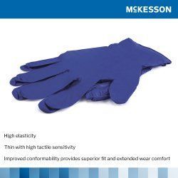 Exam Glove McKesson Confiderm® 3.0 Medium NonSterile Nitrile Standard Cuff Length Textured Fingertips Blue Not Rated