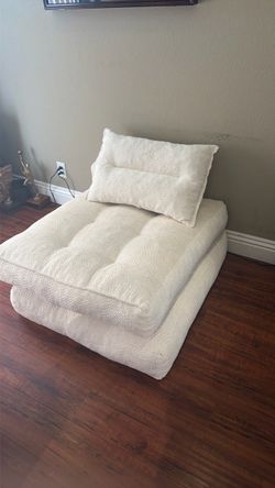 Beige teddy fabric twin size sofa bed