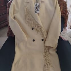 Cream Coat w/Fringe  Size M $60