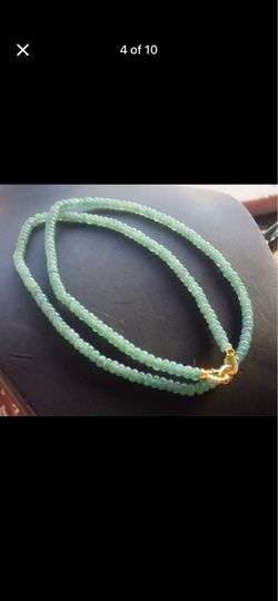 Certificate Jadeite Jade light Green protection Necklace 23inches 5mm donut Bead beads