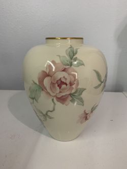 🍀VTG LENOX CHATSWORTH 9" TALL FLORAL DESIGN PORCELAIN VASE W/ GOLD ACCENT/🍀VTG LENOX CHATSWORTH JARRON DE PORCELANA CON DISEÑO FLORAL DE 9" DE ALTO
