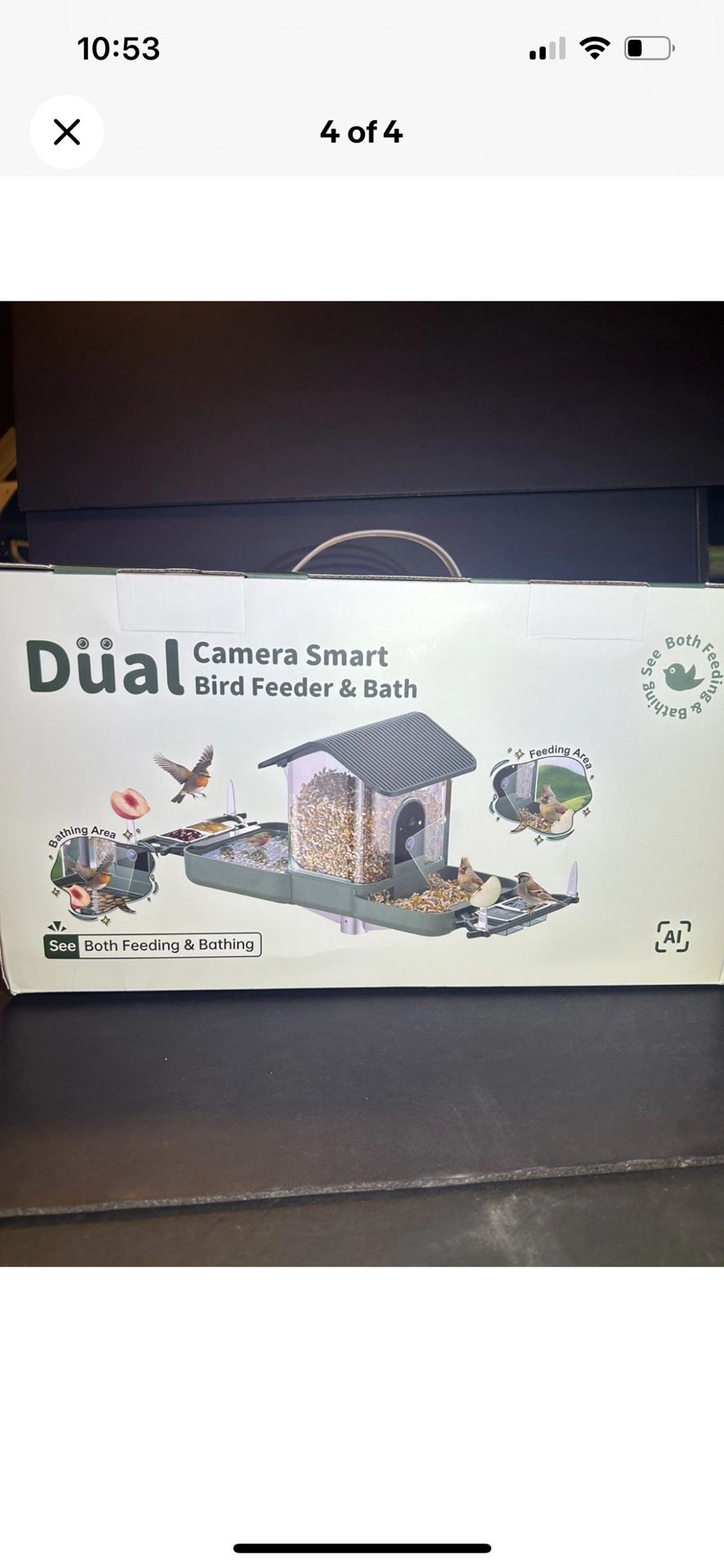Dual Lens Bird Feeder with Camera & Bird Bath Combo Watch Birds Eat & Bathe with WiFi 2K HD Video