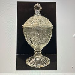 VTG Federal Glass Pedestal Candy/Nut Dish w/Lid