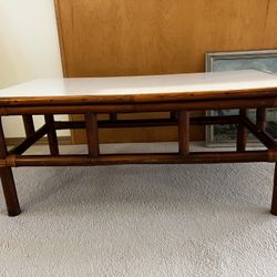 1970’s Bamboo Rattan Coffee Table 