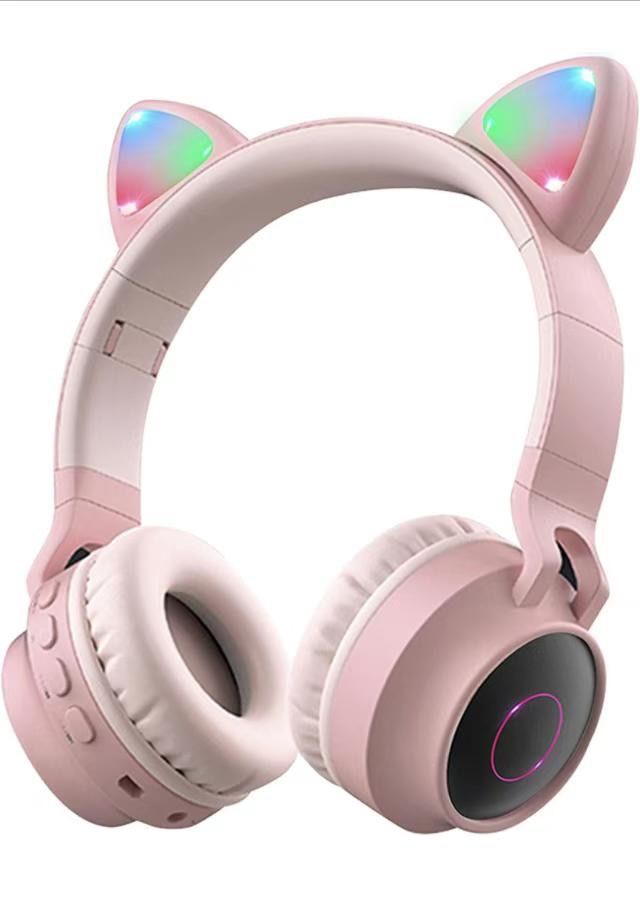 Wireless Bluetooth Kids Headphones, Aresrora Kitty Bluetooth Over Ear Headphones Volume Limiting,LED Lights, FM Radio, TF Card, Aux, Mic for iPhone