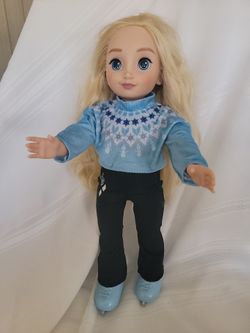 DISNEY ILY 4EVR INSPIRED BY ELSA 18 IN ICE SKATER DOLL IN GREAT CONDITION