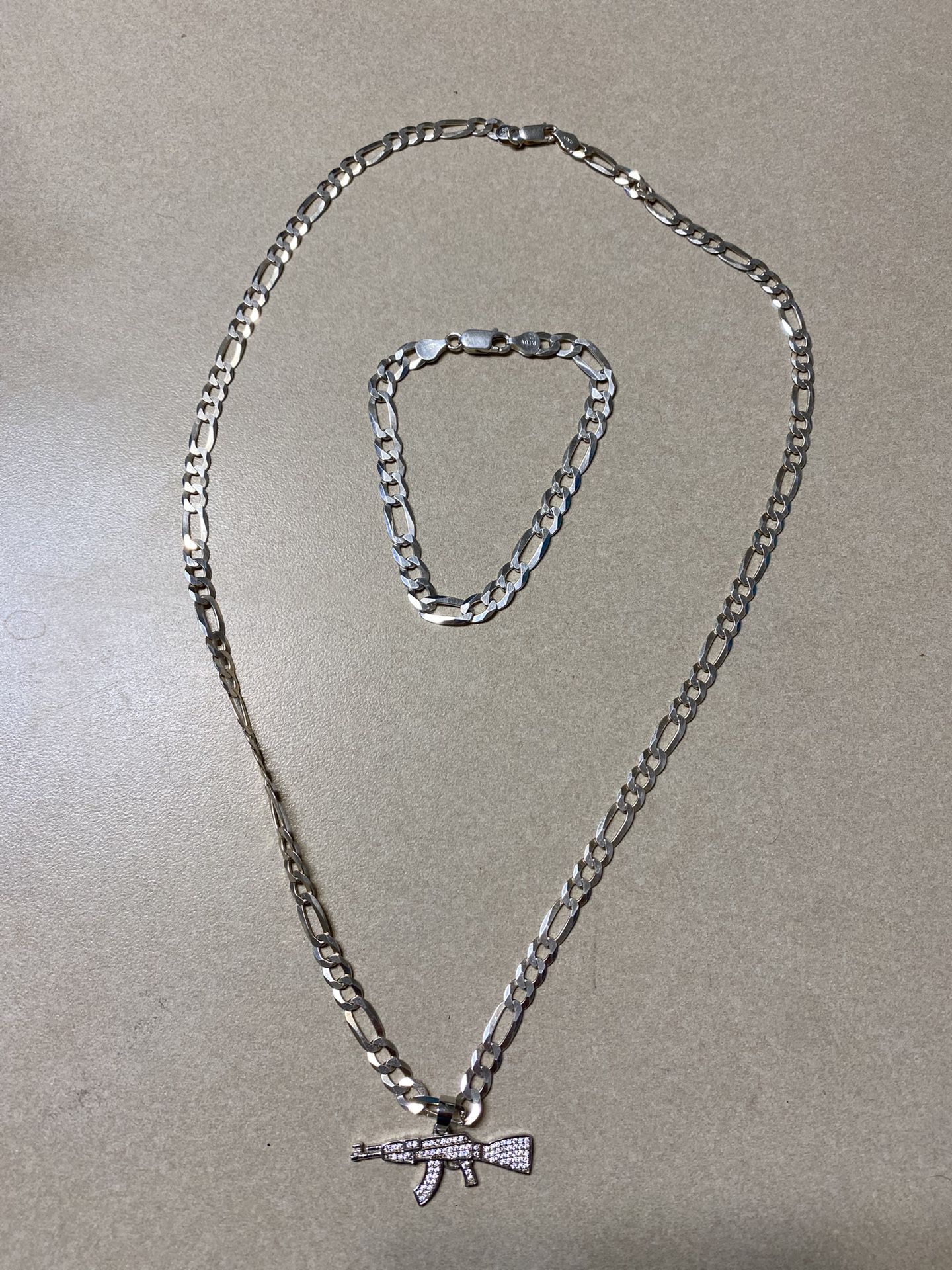 925 Silver Chain And Bracelet 