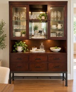 Elegant Lighted Bar Cabinet / Display Hutch — $595 Delivered