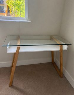 Modern Glass Top Desk, Minimalist & Stylish