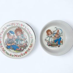 Vintage Raggedy Anne & Andy Collectors Plate & Bowl Set 