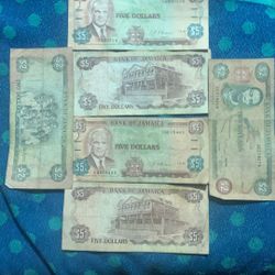 JAMAICA 5 DOLLAR P-70 1992 x 10 Pcs Lot MANLEY PARLIAMENT UNC CARIBBEAN BANKNOTE and 2 dollars note.
