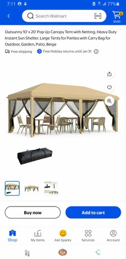 Outsunny 10' x 20' Pop Up Canopy Tent with Netting