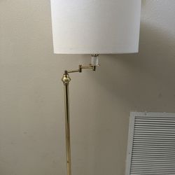 Antique Swing Arm Brass Floor Lamp