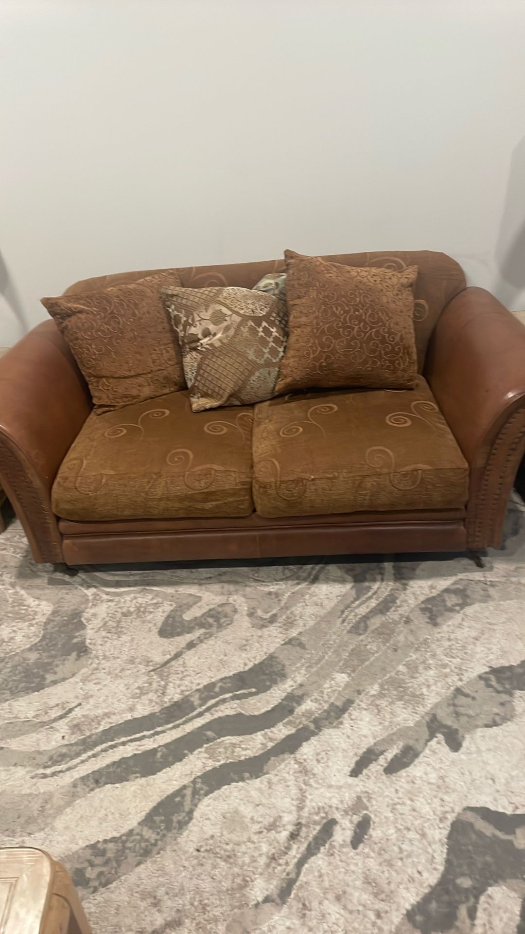Leather Couch With Cloth Cushions