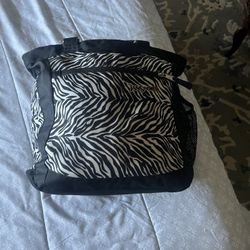 Black & White Diaper Bag, Full Of Huggies Diapers; Size 1