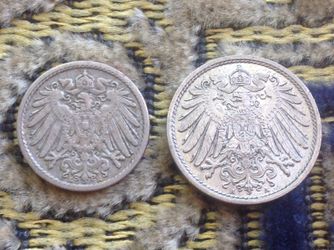 German 5,10 Pfennigs 1901 E, 1900 A, in Great condition